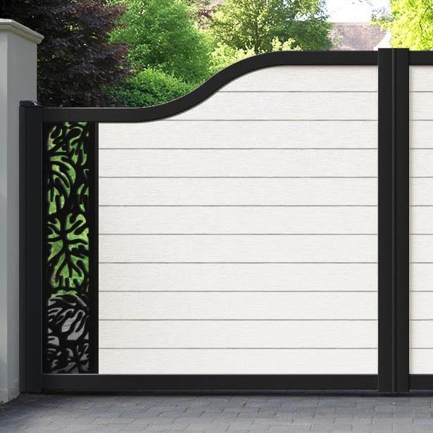 Fusion Botanic Curved Top Driveway Gate - Light Stone - End Screen