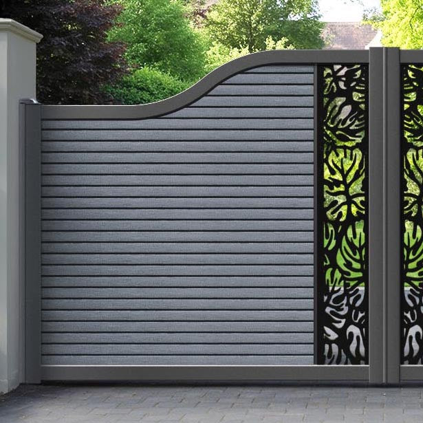 Hudson Botanic Curved Top Driveway Gate - Anthracite - Middle Screen
