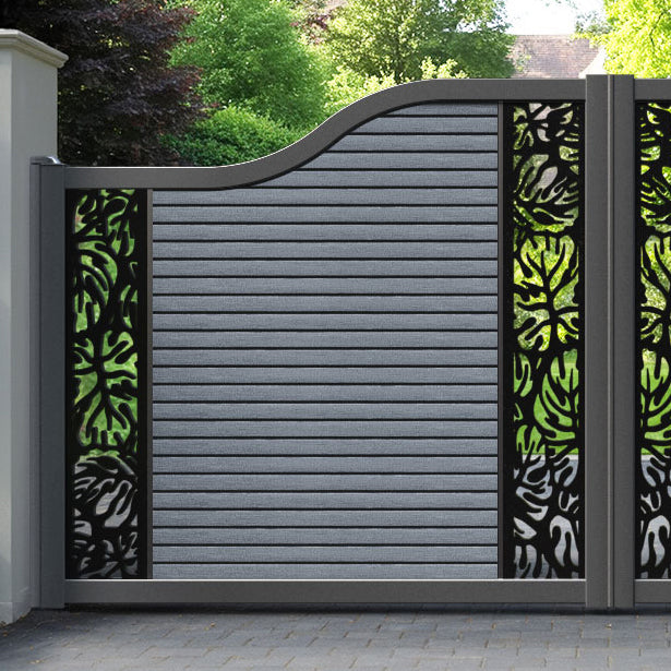 Hudson Botanic Curved Top Driveway Gate - Anthracite - Middle & End Screen