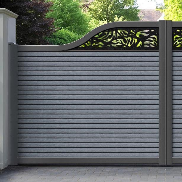 Hudson Botanic Curved Top Driveway Gate - Anthracite - Top Screen