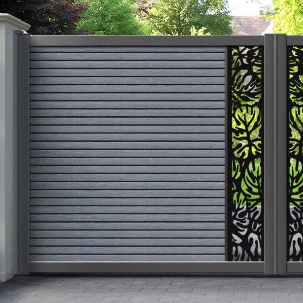 Hudson Botanic Straight Top Driveway Gate - Anthracite - Middle Screen