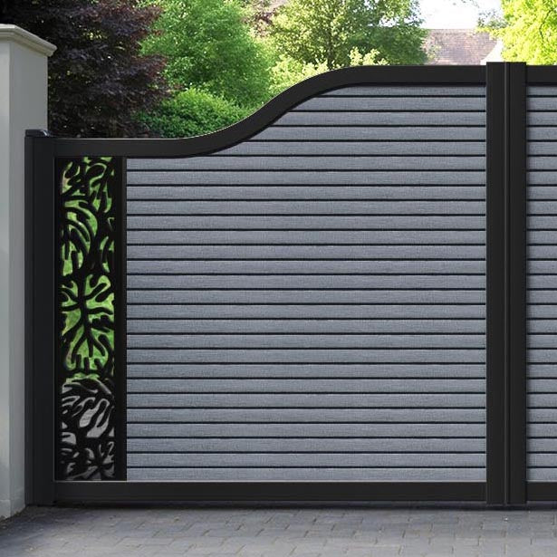 Hudson Botanic Curved Top Driveway Gate - Anthracite - End Screen