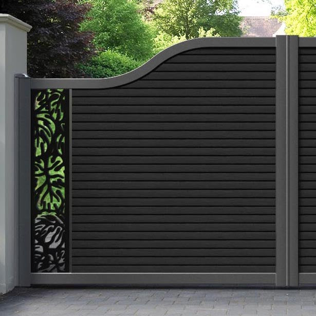 Hudson Botanic Curved Top Driveway Gate - Black - End Screen