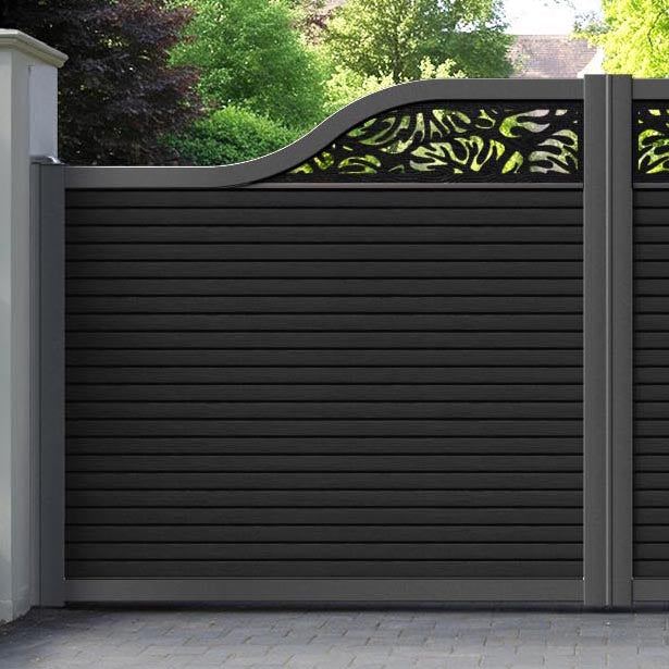 Hudson Botanic Curved Top Driveway Gate - Black - Top Screen