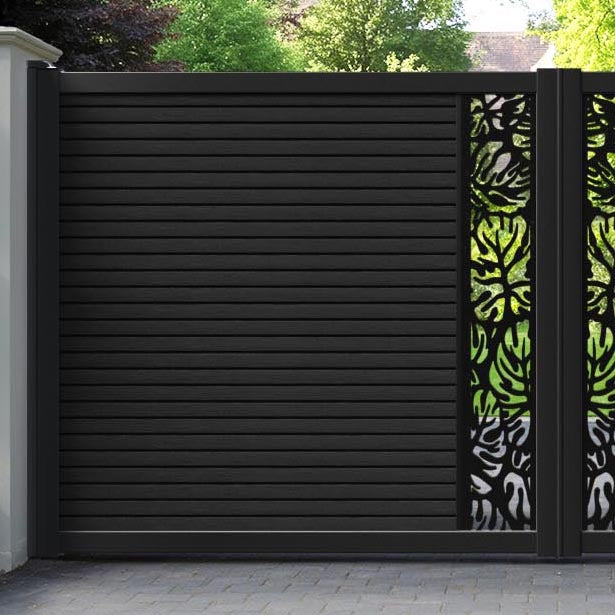 Hudson Botanic Straight Top Driveway Gate - Black - Middle Screen