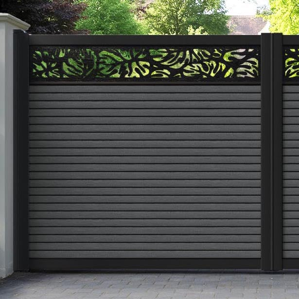 Hudson Botanic Straight Top Driveway Gate - Dark Grey - Top Screen
