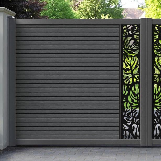 Hudson Botanic Straight Top Driveway Gate - Dark Grey - Middle Screen