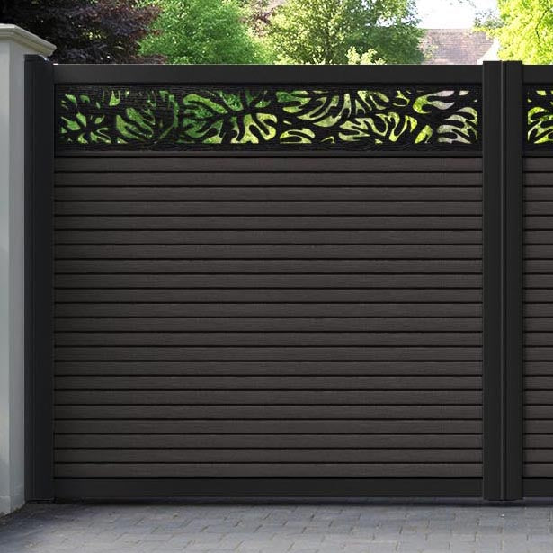 Hudson Botanic Straight Top Driveway Gate - Dark Oak - Top Screen