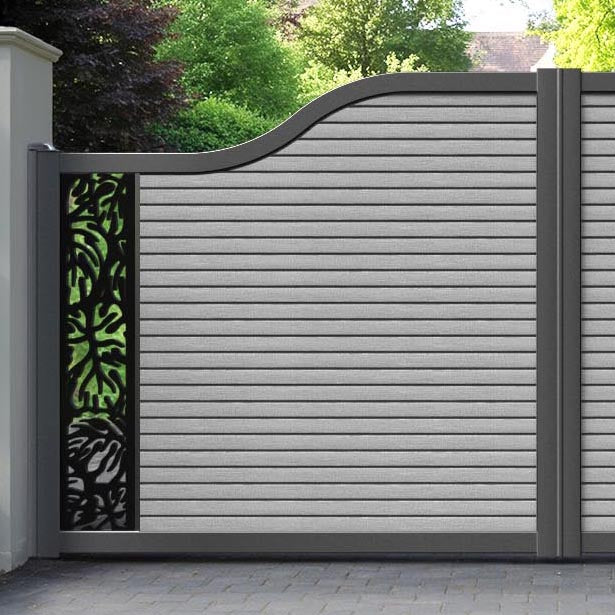 Hudson Botanic Curved Top Driveway Gate - Light Grey - End Screen