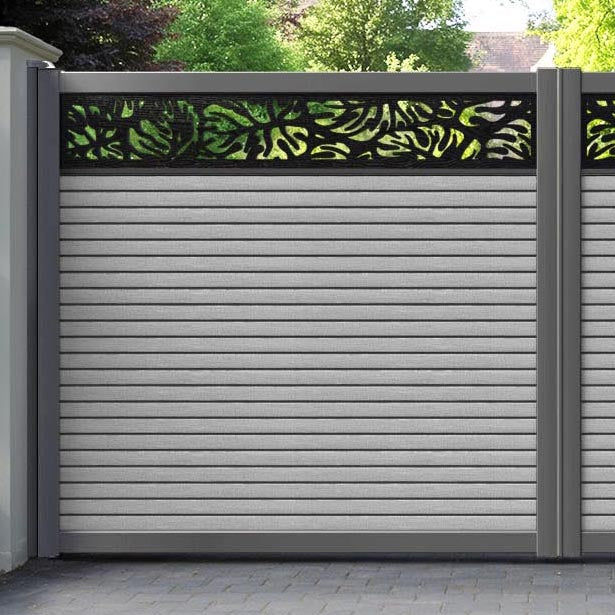Hudson Botanic Straight Top Driveway Gate - Light Grey - Top Screen