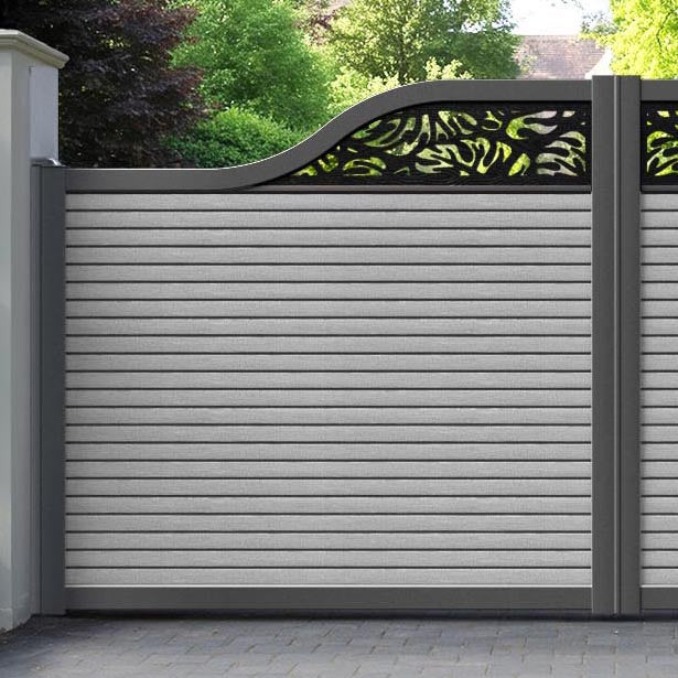 Hudson Botanic Curved Top Driveway Gate - Light Grey - Top Screen