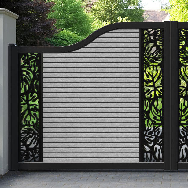 Hudson Botanic Curved Top Driveway Gate - Light Grey - Middle & End Screen