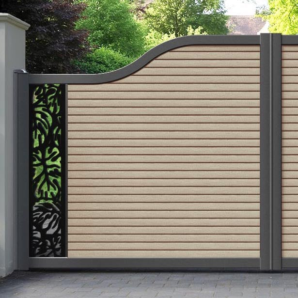 Hudson Botanic Curved Top Driveway Gate - Light Oak - End Screen