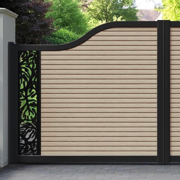 Hudson Botanic Curved Top Driveway Gate - Light Oak - End Screen