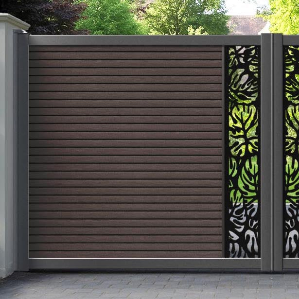 Hudson Botanic Straight Top Driveway Gate - Mid Brown - Middle Screen