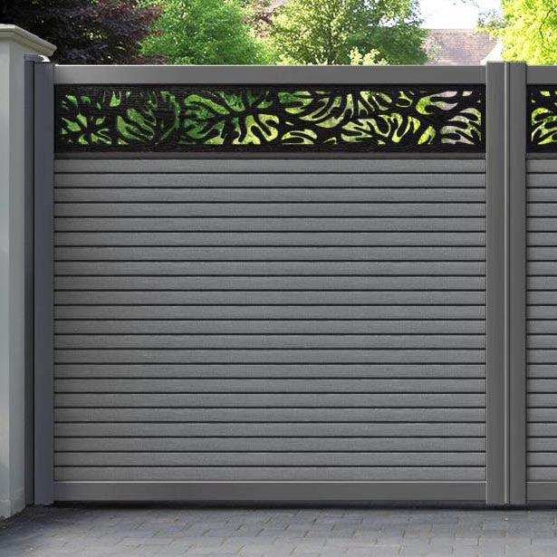Hudson Botanic Straight Top Driveway Gate - Mid Grey - Top Screen