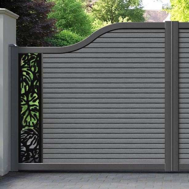 Hudson Botanic Curved Top Driveway Gate - Mid Grey - End Screen