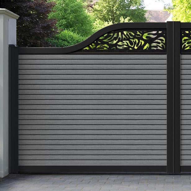 Hudson Botanic Curved Top Driveway Gate - Mid Grey - Top Screen