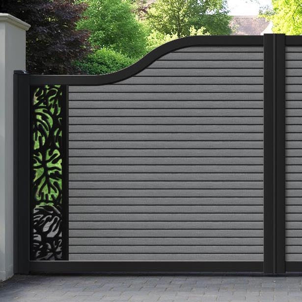 Hudson Botanic Curved Top Driveway Gate - Mid Grey - End Screen