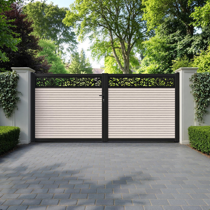 Hudson Botanic Straight Top Driveway Gate - Mid Stone - Top Screen