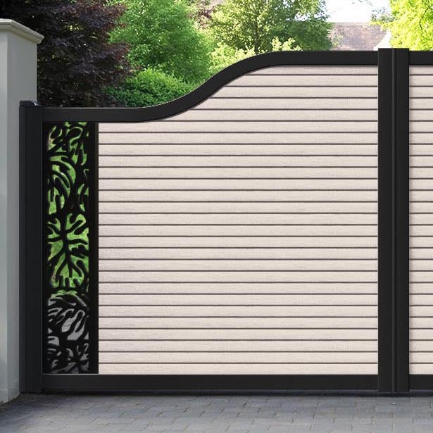 Hudson Botanic Curved Top Driveway Gate - Mid Stone - End Screen