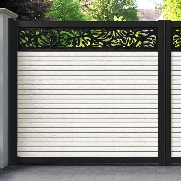 Hudson Botanic Straight Top Driveway Gate - Light Stone - Top Screen