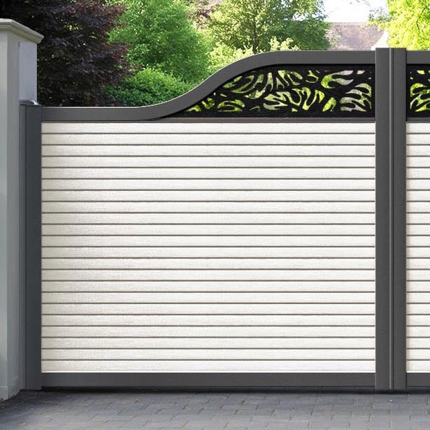Hudson Botanic Curved Top Driveway Gate - Light Stone - Top Screen
