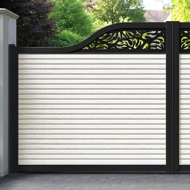 Hudson Botanic Curved Top Driveway Gate - Light Stone - Top Screen