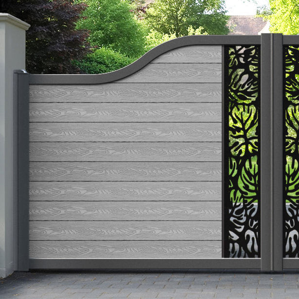 Classic Botanic Curved Top Driveway Gate - Light Grey - Middle Screen