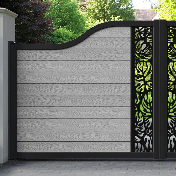 Classic Botanic Curved Top Driveway Gate - Light Grey - Middle Screen