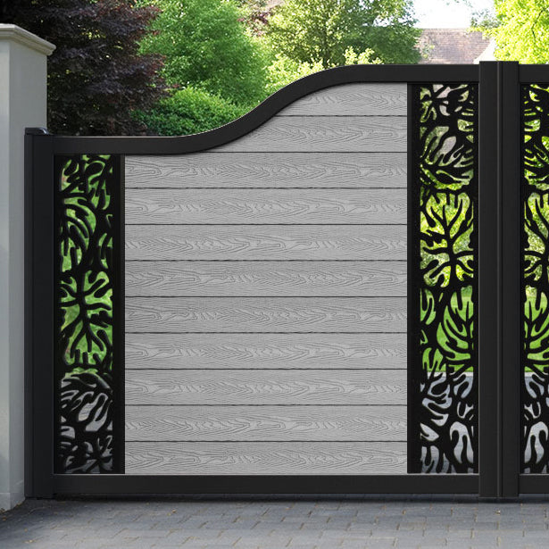 Classic Botanic Curved Top Driveway Gate - Light Grey - Middle & End Screen