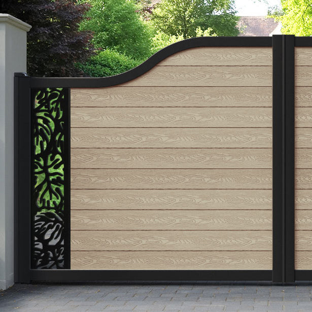 Classic Botanic Curved Top Driveway Gate - Light Oak - End Screen
