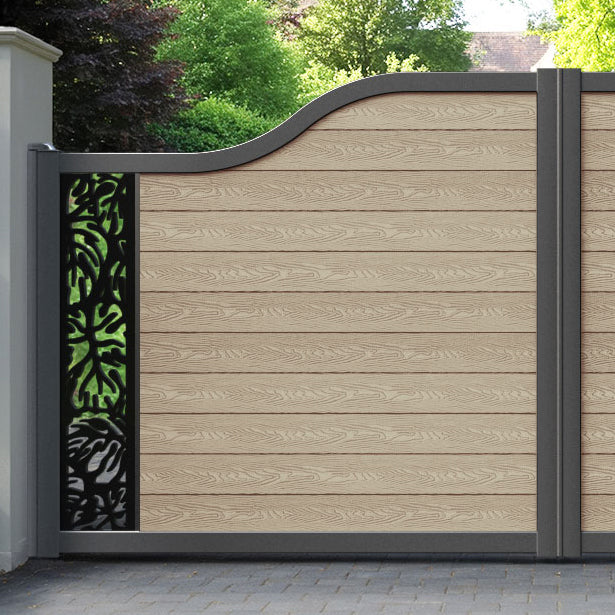 Classic Botanic Curved Top Driveway Gate - Light Oak - End Screen