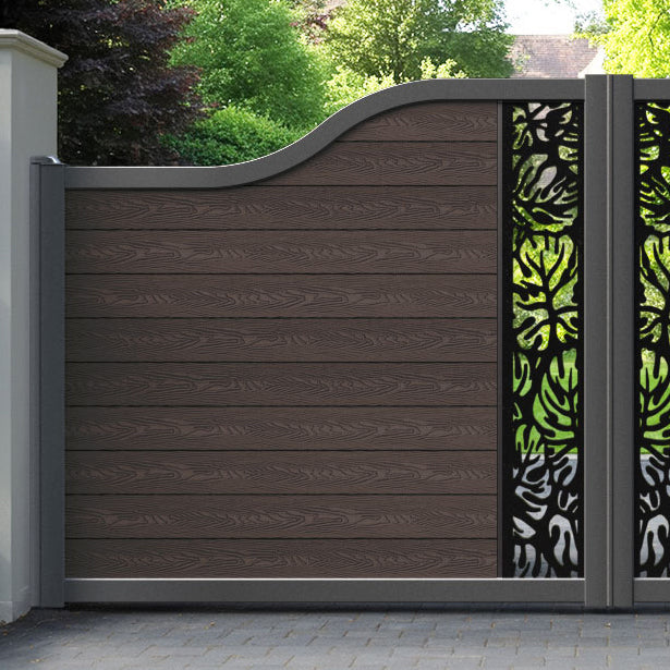 Classic Botanic Curved Top Driveway Gate - Mid Brown - Middle Screen