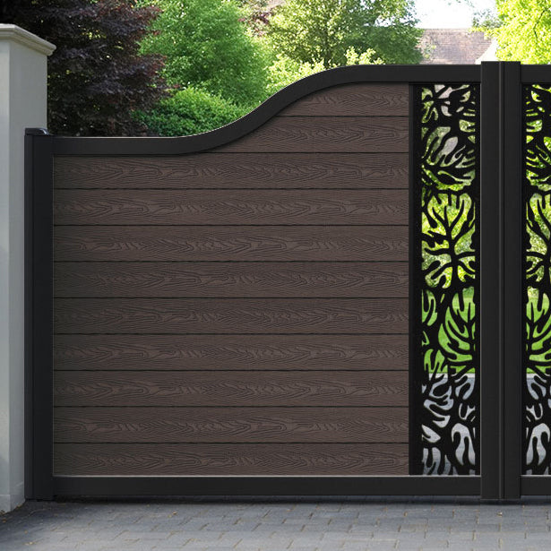 Classic Botanic Curved Top Driveway Gate - Mid Brown - Middle Screen