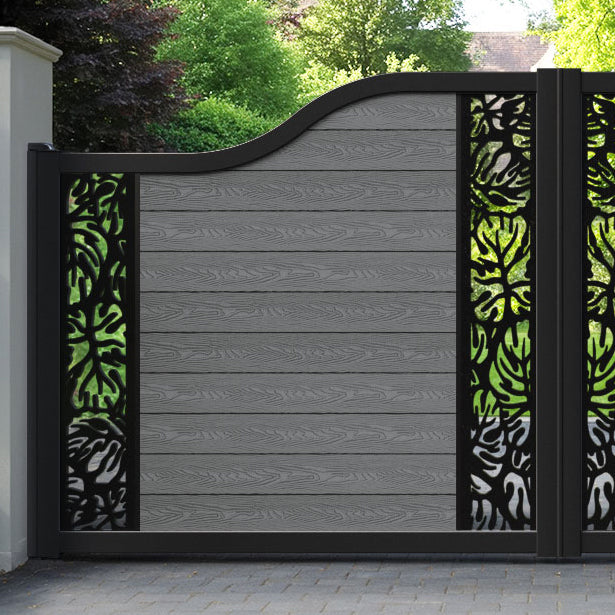 Classic Botanic Curved Top Driveway Gate - Mid Grey - Middle & End Screen