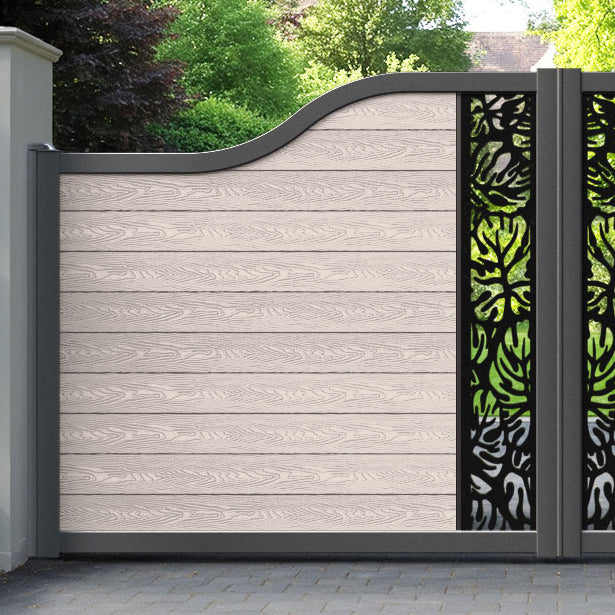 Classic Botanic Curved Top Driveway Gate - Mid Stone - Middle Screen