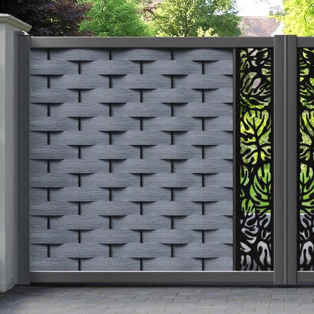 Ripple Botanic Straight Top Driveway Gate - Anthracite - Middle Screen