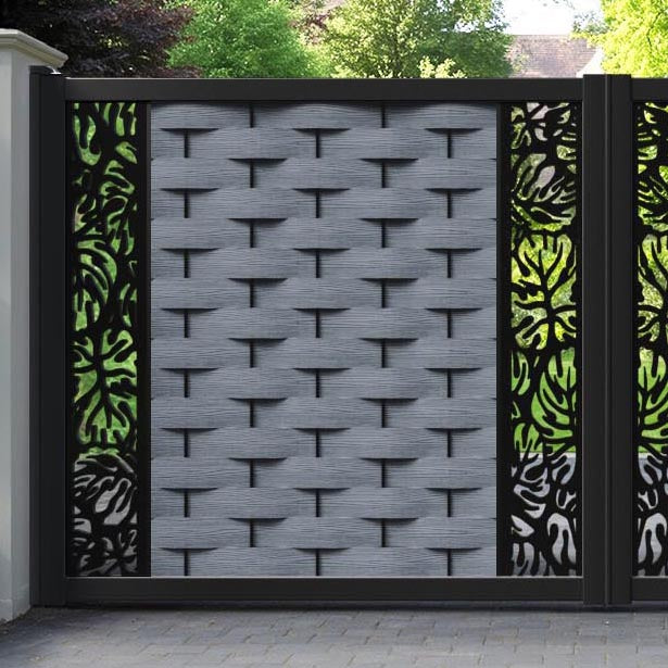 Ripple Botanic Straight Top Driveway Gate - Anthracite - Middle & End Screen