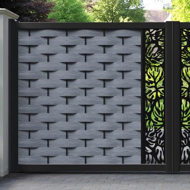 Ripple Botanic Straight Top Driveway Gate - Anthracite - Middle Screen