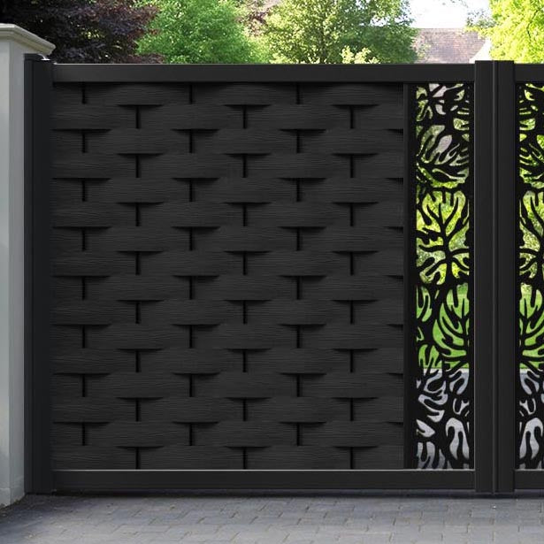Ripple Botanic Straight Top Driveway Gate - Black - Middle Screen