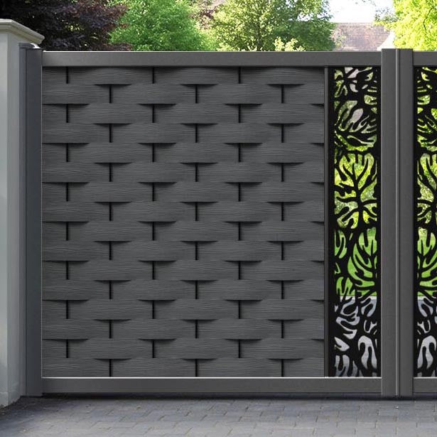 Ripple Botanic Straight Top Driveway Gate - Dark Grey - Middle Screen
