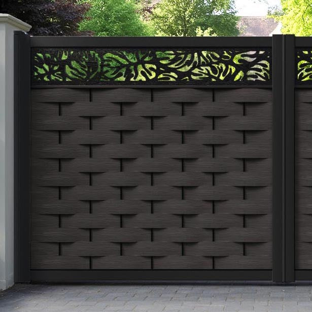 Ripple Botanic Straight Top Driveway Gate - Dark Oak - Top Screen