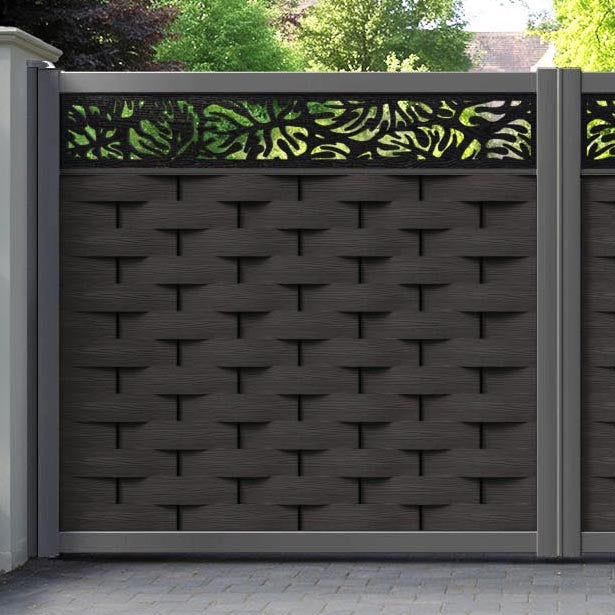 Ripple Botanic Straight Top Driveway Gate - Dark Oak - Top Screen