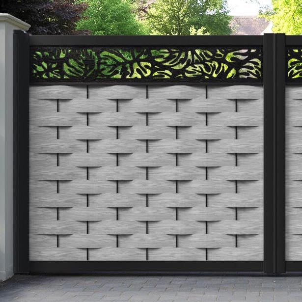 Ripple Botanic Straight Top Driveway Gate - Light Grey - Top Screen