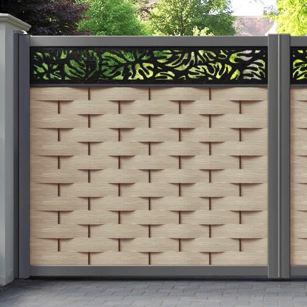 Ripple Botanic Straight Top Driveway Gate - Light Oak - Top Screen