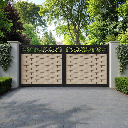 Ripple Botanic Straight Top Driveway Gate - Light Oak - Top Screen