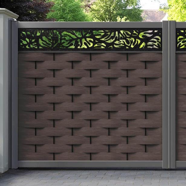 Ripple Botanic Straight Top Driveway Gate - Mid Brown - Top Screen
