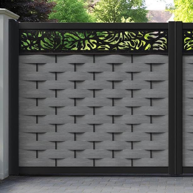 Ripple Botanic Straight Top Driveway Gate - Mid Grey - Top Screen