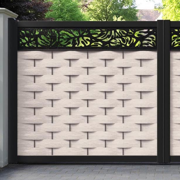 Ripple Botanic Straight Top Driveway Gate - Mid Stone - Top Screen